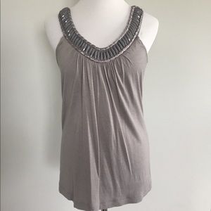 Women’s gray jeweled sleeveless top XS